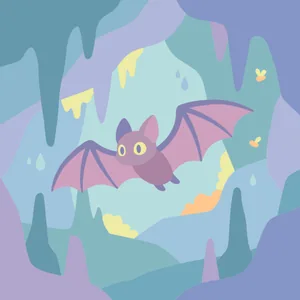 Bat Flying Through Crystal Cave