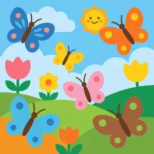 Colorful Butterflies in Garden