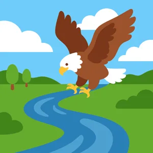 Eagle Diving Toward a River