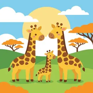 Giraffe Family on the Savanna
