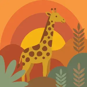 Giraffe Under Orange Sunset Sky