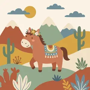 Boho Horse with Floral Mane