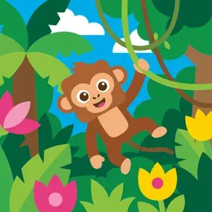 Monkey Swinging in Tropical Jungle
