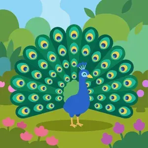 Peacock Displaying Full Tail Feathers