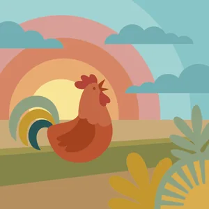 Rooster Crowing at Sunrise