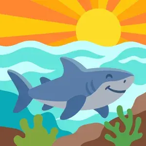 Shark in Sunlit Shallow Waters