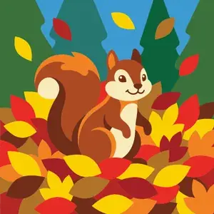 Squirrel in Autumn Leaf Pile
