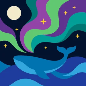 Whale Under the Northern Lights