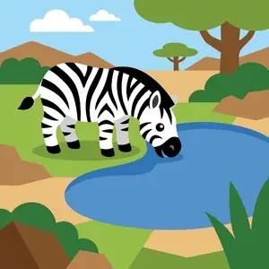 Zebra Drinking at Watering Hole